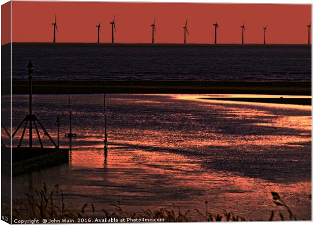 River Alt and the wind farm Canvas Print by John Wain