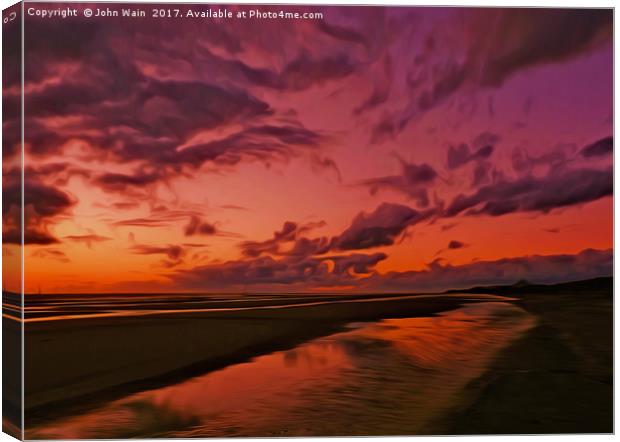 The Beach at sunset  Canvas Print by John Wain