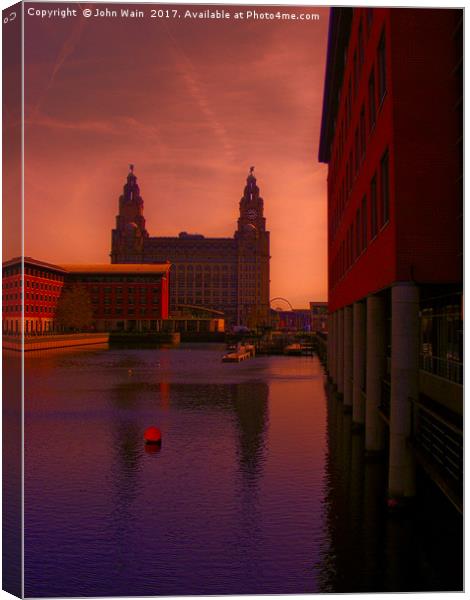 Liver Building from the Princes Dock Canvas Print by John Wain