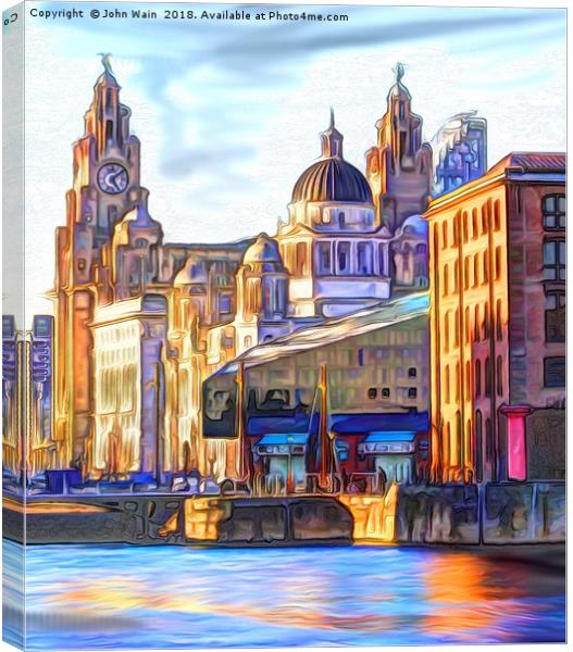 Royal Albert Dock And the 3 Graces Canvas Print by John Wain