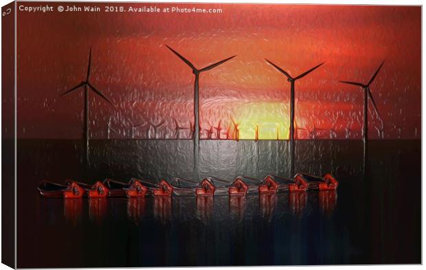 Boats at Sunset (Digital Art) Canvas Print by John Wain