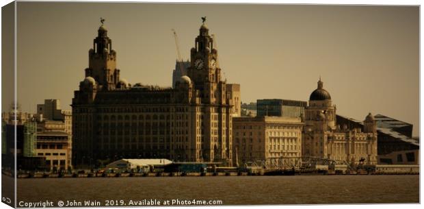 Liverpool Waterfront Skyline Canvas Print by John Wain