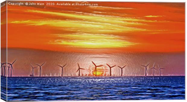 Windmills on Sunset (Original Digital Art)  Canvas Print by John Wain