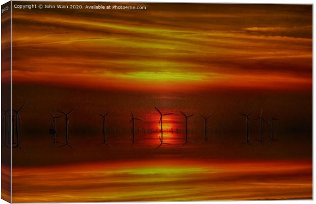 Windmills at sunset (digital Art) Canvas Print by John Wain