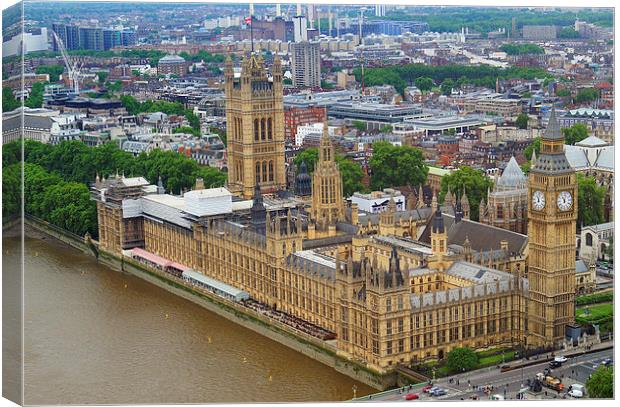  Big Ben from above Canvas Print by jim scotland fine art