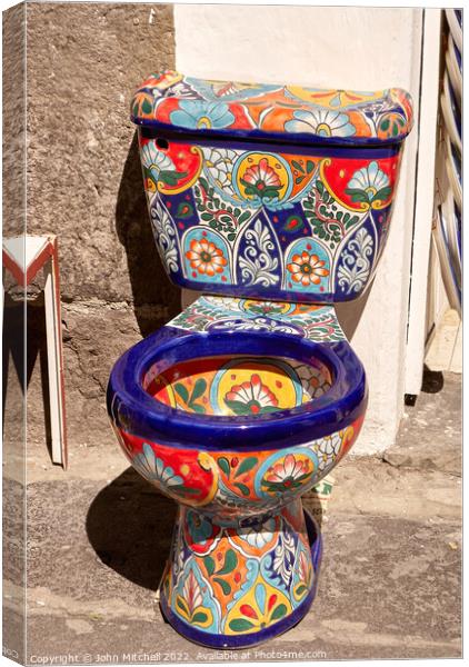 Colourful Mexican Toilet Bowl Canvas Print by John Mitchell