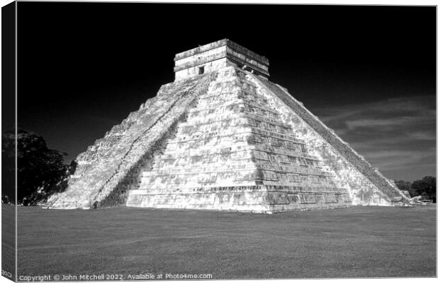 El Castillo Mayan Pyramid at Chichen Itza Mexico Canvas Print by John Mitchell