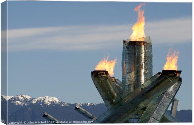 Olympic Cauldron Vancouver 2010 Winter Games Canvas Print by John Mitchell
