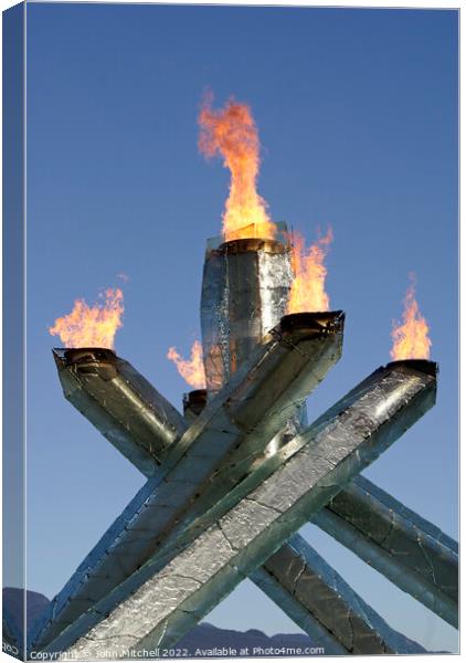 Olympic Cauldron Vancouver 2010 Winter Games Canvas Print by John Mitchell