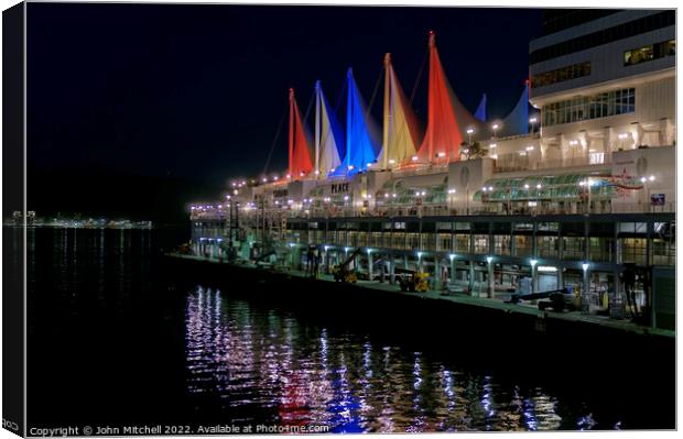 Canada Place at Night Vancouver Canvas Print by John Mitchell
