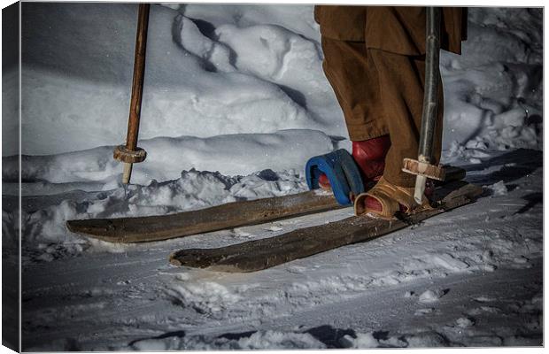 Home made wooden skis Canvas Print by Paul Hutchings 