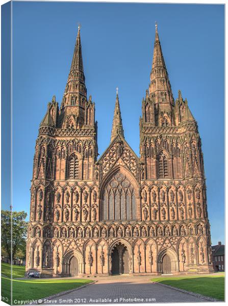 Lichfield Cathedral in evening sunlight Canvas Print by Steve Smith