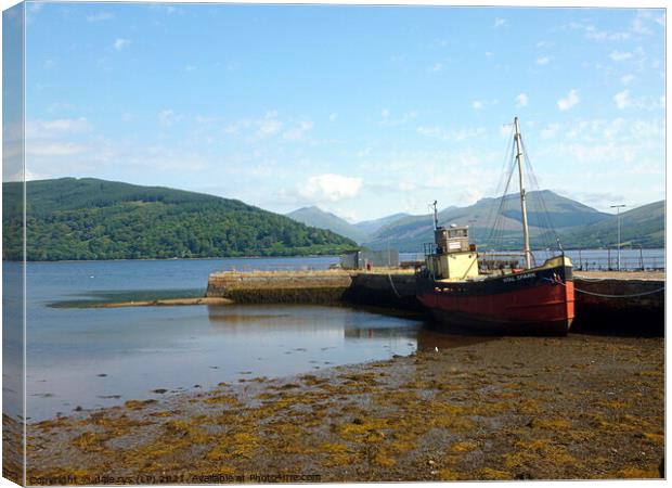 Scotland's Bright Red Fishing Boat argyll and bute Canvas Print by dale rys (LP)
