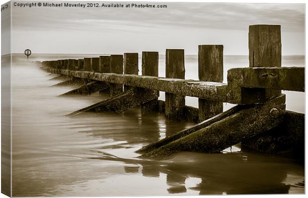 Black and White of Groyne at Aberdeen Beach Canvas Print by Michael Moverley