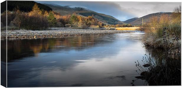 Long Exposure of Shee Water, Spittal of Glenshee Canvas Print by Michael Moverley