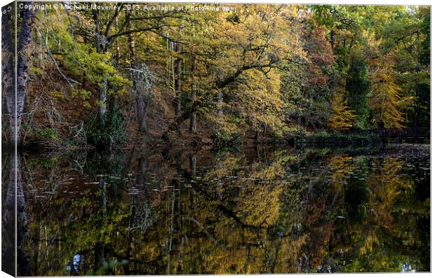 Autumn reflections at Crathes Castle, Banchory Sco Canvas Print by Michael Moverley