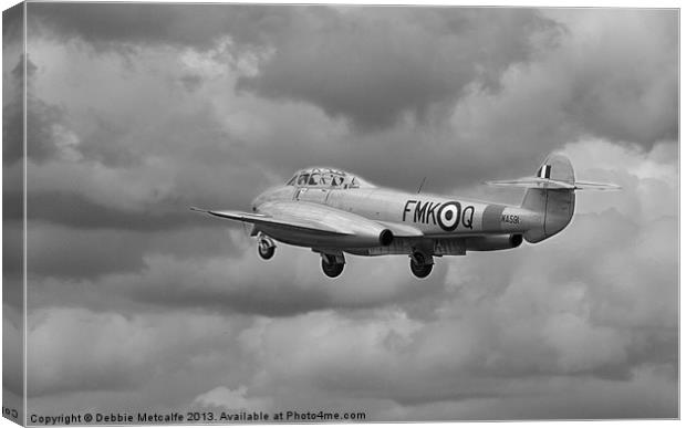 Black & White Gloster Meteor Canvas Print by Debbie Metcalfe