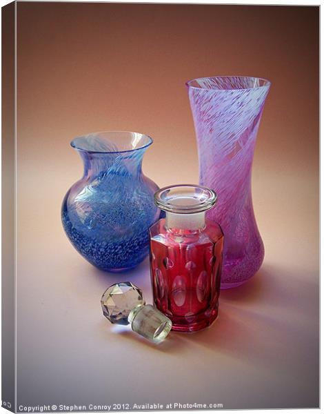Still Life with Cranberry Bottle Canvas Print by Stephen Conroy
