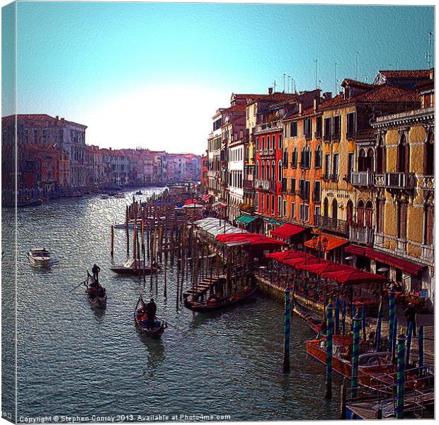 Gondolas on the Grand Canal Canvas Print by Stephen Conroy