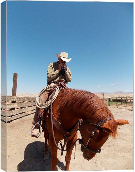 Cowboy and his Caddillac Canvas Print by Patti Barrett