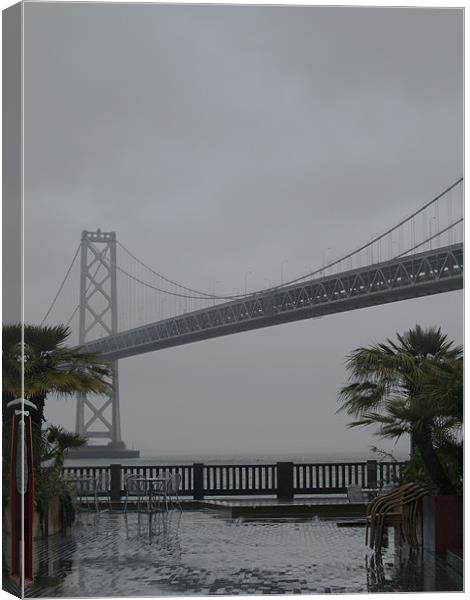 Oakland Bridge in a storm San Francisco Canvas Print by Patti Barrett