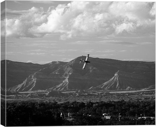 Mountain plane in black and white Canvas Print by Patti Barrett