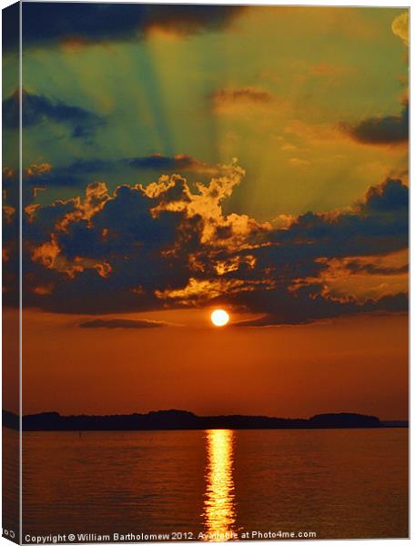 Sun Ray Sunset Canvas Print by Beach Bum Pics