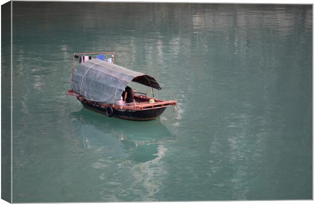 Halong Bay fishing boat Canvas Print by Jed Pearson