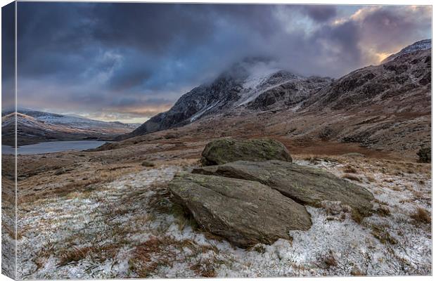 Tryfan in the mist Canvas Print by Jed Pearson