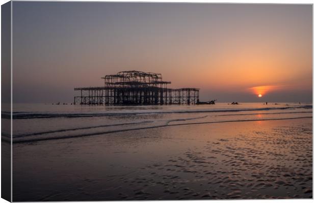 West Pier sunset Canvas Print by Jed Pearson