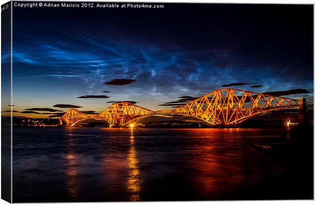 Noctilucent clouds  over Forth Rail Bridge Canvas Print by Adrian Maricic