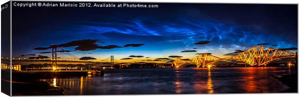 Noctilucent Clouds over the Forth Bridges Canvas Print by Adrian Maricic