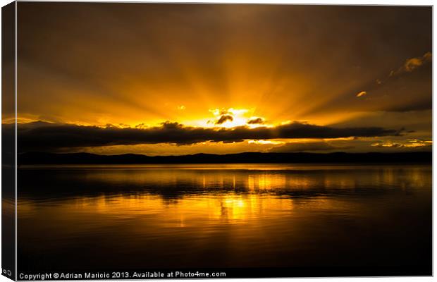 Loch Leven Golden Sunset Canvas Print by Adrian Maricic