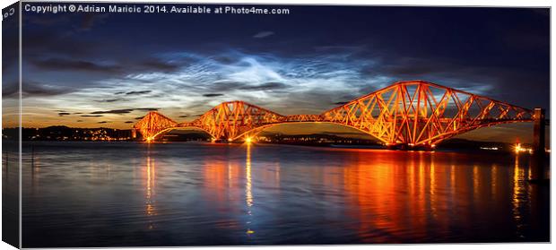 Rare Noctilucent Clouds over Forth Rail Bridge Canvas Print by Adrian Maricic