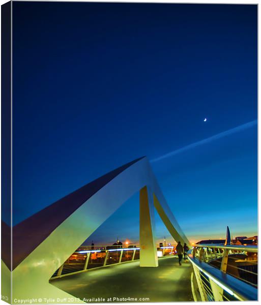 The Squiggly Bridge over the Clyde by Moonlight Canvas Print by Tylie Duff Photo Art