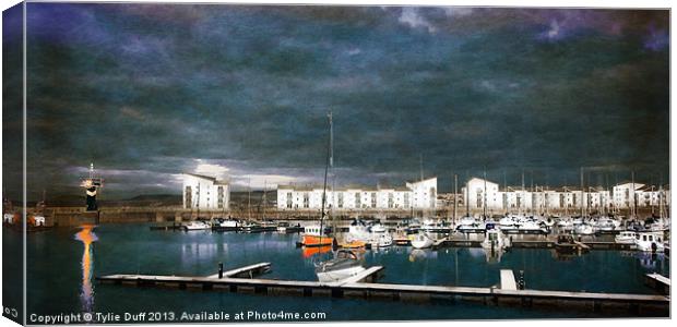 Storm Clouds over Ardrossan Marina Canvas Print by Tylie Duff Photo Art
