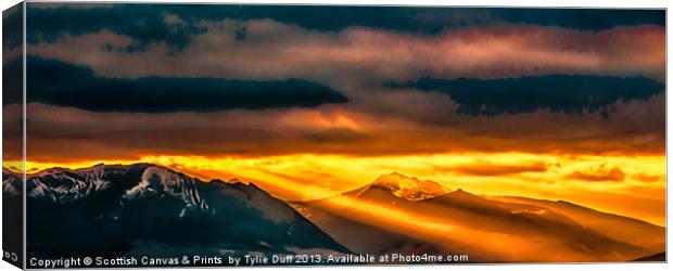 Fiery Arran Sunset Canvas Print by Tylie Duff Photo Art