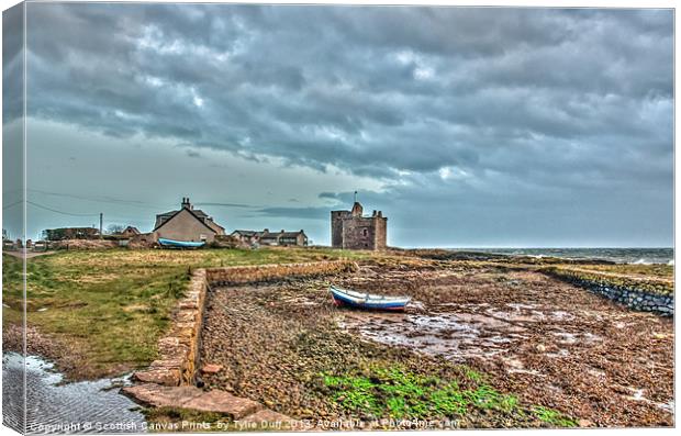 Stormy Day at Portencross Castle, Ayrshire Canvas Print by Tylie Duff Photo Art