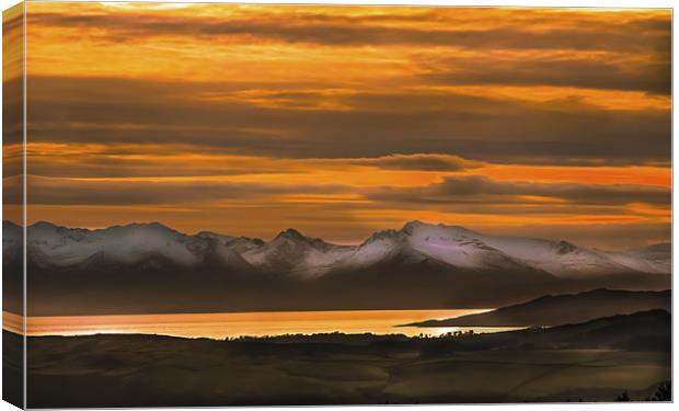 Arran Cumbrae and Bute Sunset Canvas Print by Tylie Duff Photo Art