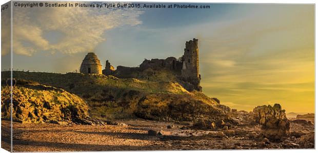  Sunset Over Dunure Castle Ayrshire Canvas Print by Tylie Duff Photo Art