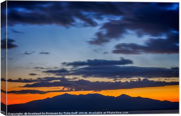 Arran At Sunset Canvas Print by Tylie Duff Photo Art