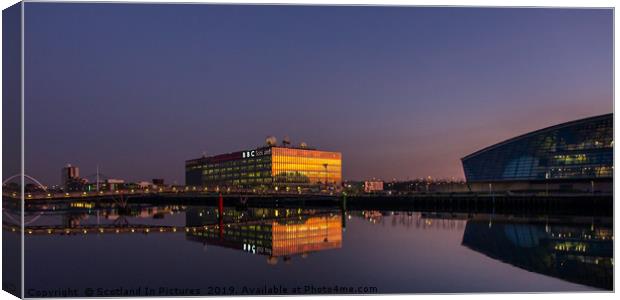 BBC HQ and Millennium Bridge, Pacific Quay,Glasgow Canvas Print by Tylie Duff Photo Art