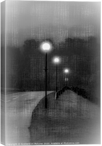 Street Lights In The Mist at Largs Yacht Haven Canvas Print by Tylie Duff Photo Art