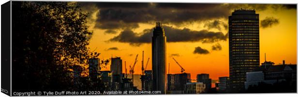 Fiery Sunset Over London Skyline Canvas Print by Tylie Duff Photo Art