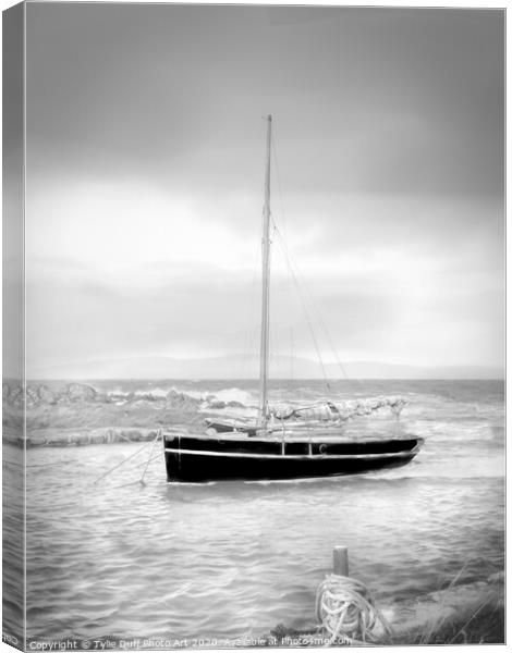 Sailing Boat At Anchor At Portencross Canvas Print by Tylie Duff Photo Art
