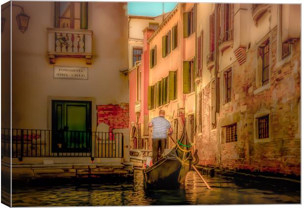 Venetian Gondolier Canvas Print by Tylie Duff Photo Art