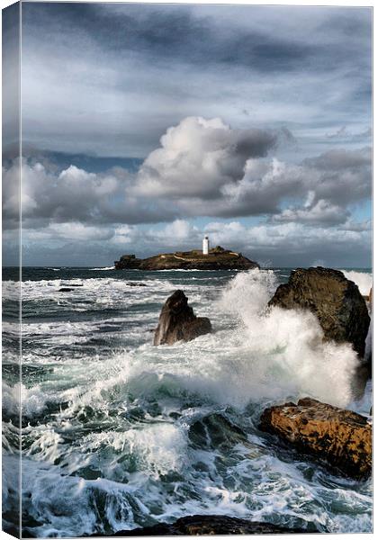 Godrevy Lighthouse, St Ives Bay, Cornwall  Canvas Print by Brian Pierce