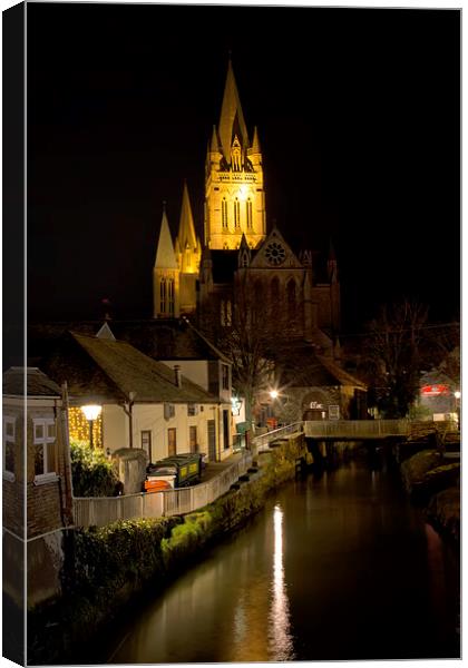  Truro Cathedral by Night Canvas Print by Brian Pierce