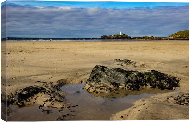  Godrevy Lighthouse Gwithian Beach, St Ives Bay Canvas Print by Brian Pierce