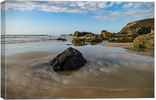 Rock, Beach and Sky, Trevaunance Cove, St Agnes, C Canvas Print by Brian Pierce